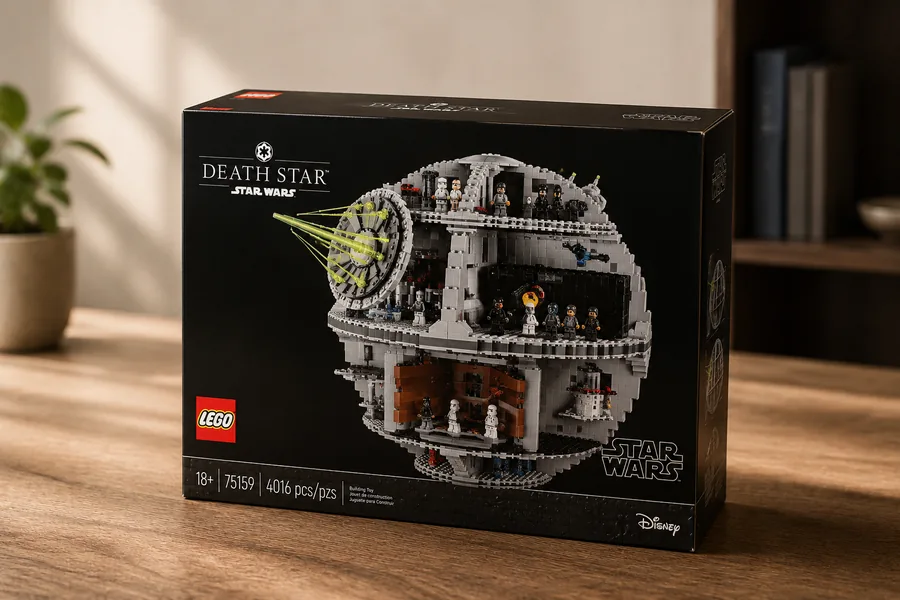 A sealed LEGO Star Wars Death Star set in its box